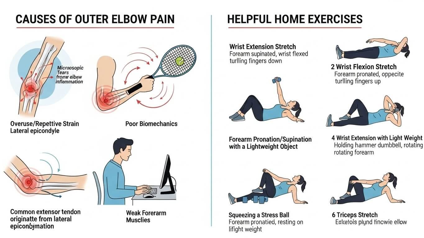 What Causes Outer Elbow Pain, And Which Home Exercises Help?